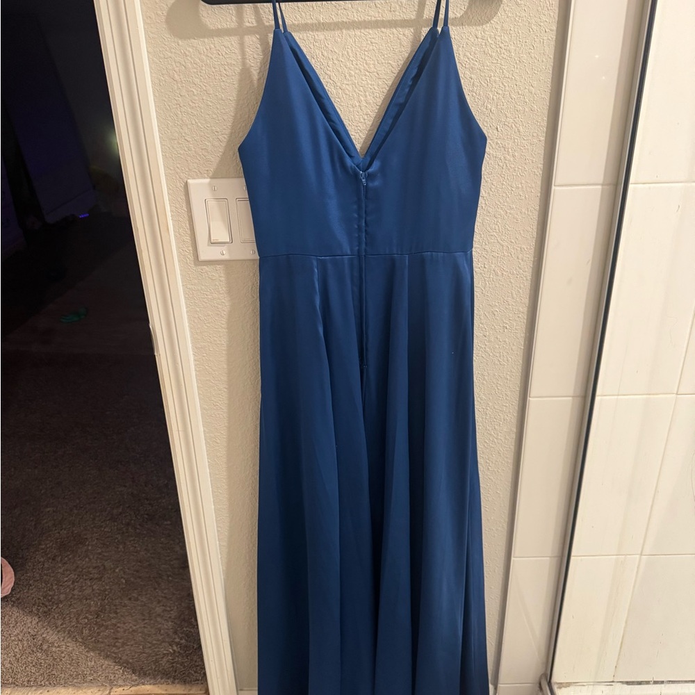 Lina Royal Blue V-Neck Spaghetti Strap Maxi Dress